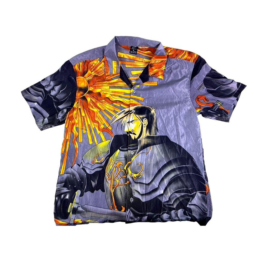 Vintage 90s Claudio Nucci AOP Samurai Ninja Anime Warrior Art Shirt Size M